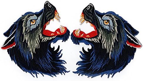 1 Pair New Embroidery Cartoon Wolf Head Cloth Stickers Clothing Decoration Patch Clothes/Jeans/Clothing Sewing DIY AccessoriesColor 4