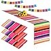 Paquete de 3 caminos de mesa mexicanos de 14 x 84 pulgadas, coloridos caminos de mesa de algodón con flecos a rayas con 24 pancartas de decoración de fiesta temática mexicana para fiesta(rojo rosa)