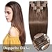 Produktbild TESS Clip in Extensions Echthaar Haarteile guenstig Haarverlängerung Doppelt Tressen für komplette Haarextension 8 Teile 18 Clips Glatt 7A Dick Hair (45cm-140g, 4 Schokobraun)