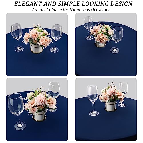 Image of Fivenl 4 Pack 32x43 Inch Cocktail Table Cover Spandex Stretch Square Corners Tablecloth, Navy Blue Cocktail Fitted High Top Table Cloth for Bar, Weddings, Birthday, Banquet, Party (Navy Blue)