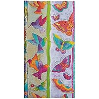 Paperblanks Calendario de 12 meses 2023 colibrí y mariposas | horizontal | delgado (95 × 180 mm)