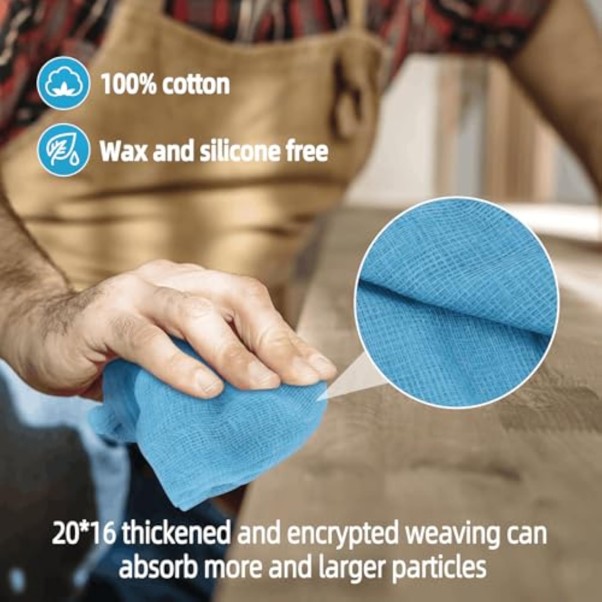 Pfofrssional Blue 50-Pc Heavy Duty Tack Cloth - Reusable Zipper Bag