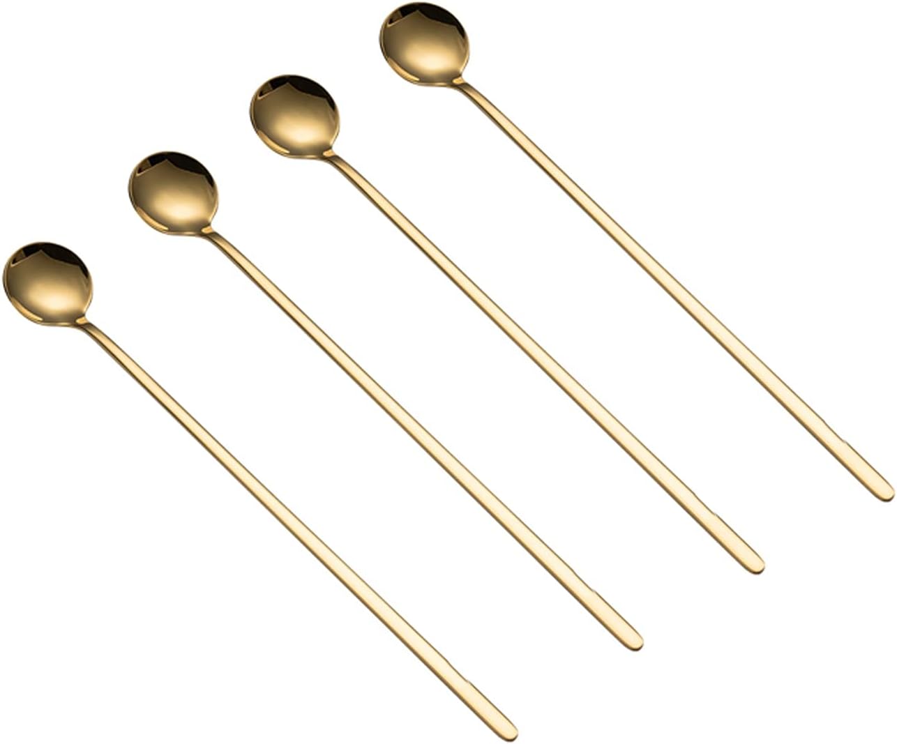 Spoon Pack of 4, Plating Stainless Steel Long Handle Mixing Dessert Spoons Coffee Spoons Set for Coffee Sugar Dessert Cake Ice Cream 9.5 Inch Soup Spoon (Color : 1) (D)