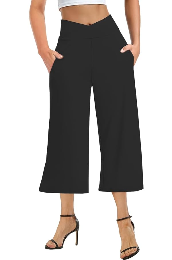 XFIFM 3 Pack Womens Wide Leg Yoga Pants Loose Soft Pajama Pockets Sweatpants、Capris Crossover High Waist Casual Capri by XFIFM - Used condition - Image 2