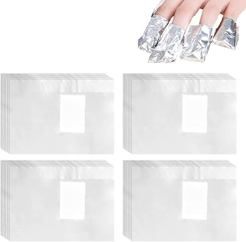 500Pcs Nail Foil Wraps Remover Aluminium Nail Art Soak Off Remover Gel Nail Polish Remover Foil Wraps with Pre-attached Lint-Free Cotton Pads