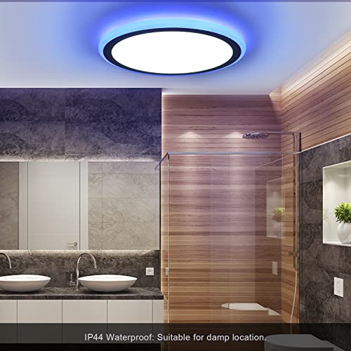 Flush Mount Led Ceiling Light Dimmable With Remote Control, Marfete 13Inch 30W Rgb Sidelight Close To Ceiling Light Fixture 3000-6500K, Modern Ultra-Thin Round Ceiling Lamp For Bedroom Kids Room Party #TOP6