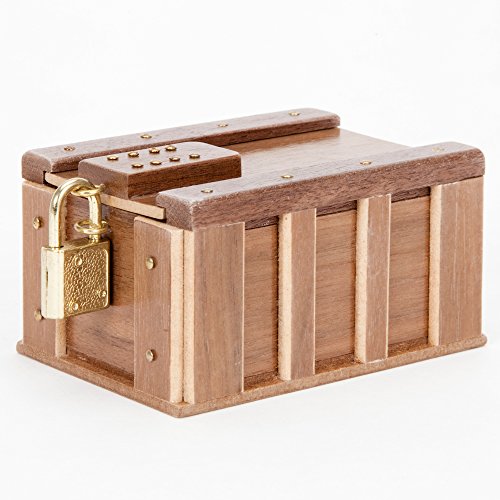 Bits and Pieces - One Panel Treasure Chest Gift Box - Wooden Money Brainteaser Puzzle Box