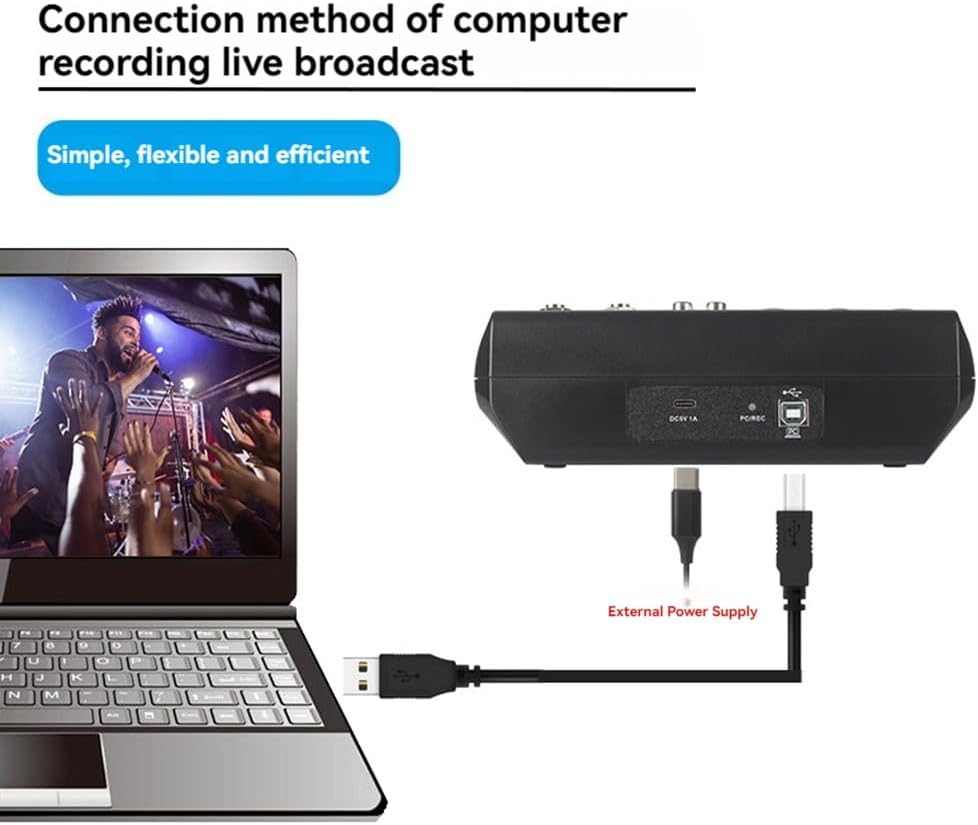 A5 Live SoundCard Mixing Console Mixer for Live Streaming DJ Audio Equipment Professional Audio 5Channel Sound Mixer(US)