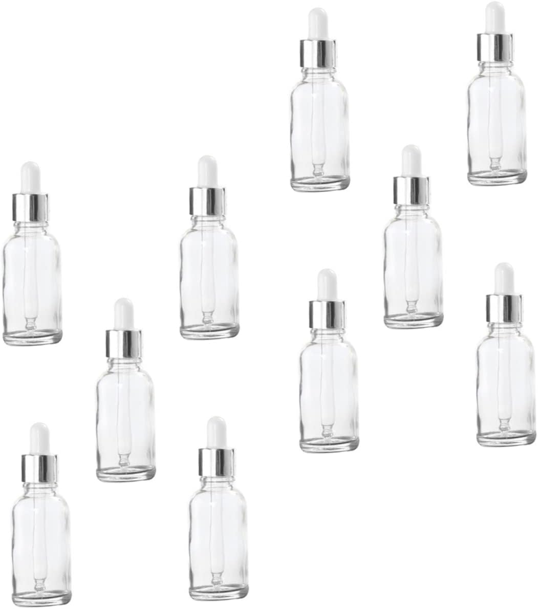 10-Piece Glass Essential Oil Dropper Bottles Rubber Tops Refillable Dispenser for Aromatherapy and DIY Projects for Storing Fragrance and Liquid Extracts