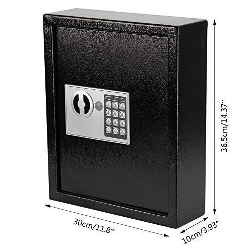 KYODOLED Electronic 40 Keys Cabinet Wall Mount, Digital Key Safe Lock Box, Large Security Lockbox for House Key, Heavy Duty Combination Lock Storage, 14.37'' X 11.8'' X3.93'' (Black,40 Keys) by KYODOLED - Image 3