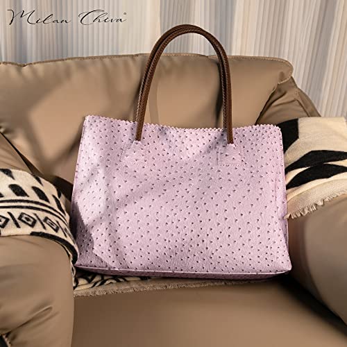 Image of Milan Chiva Tote Bag for Women with Zipper Large Ostrich Vegan Leather Shoulder Purses and Handbags