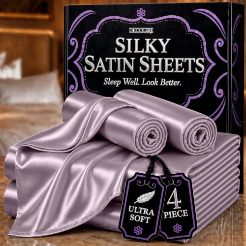Image of DECOLURE Satin Sheets King Size | Softer Than Silk | Luxury 4 Pc Bed Set