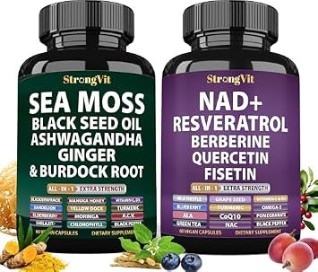 StrongVit Sea Moss Complex & NAD Supplement Bundle 120 Capsules