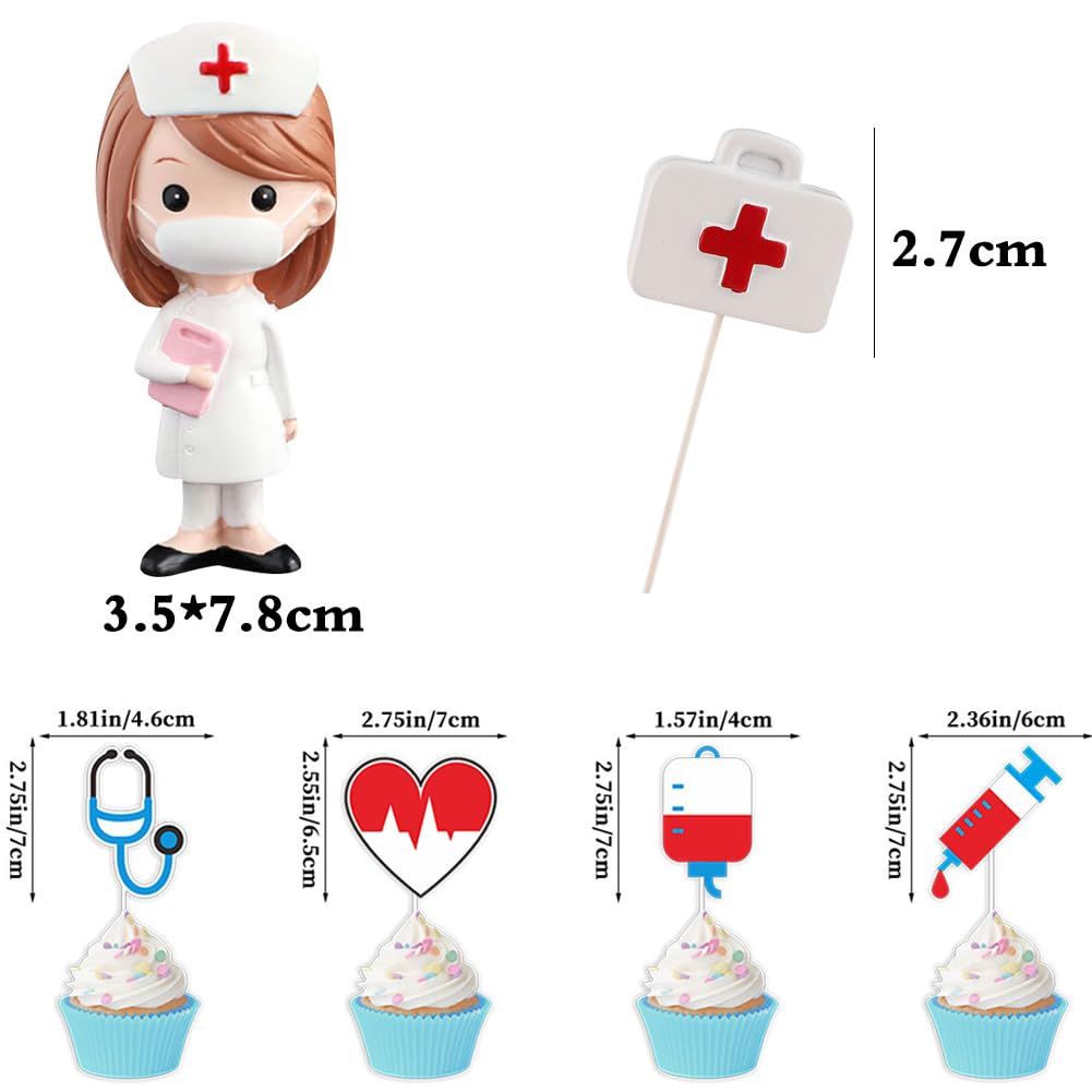 YGCHEN Krankenschwester Kuchen Deko - 20 Stück Medical Theme Figuren Für Geburtstagstorten