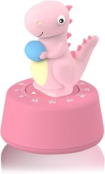 Visual Timer for Kid, Toddler Kitchen Timer 60 Min Countdown, Pink Dinosaur