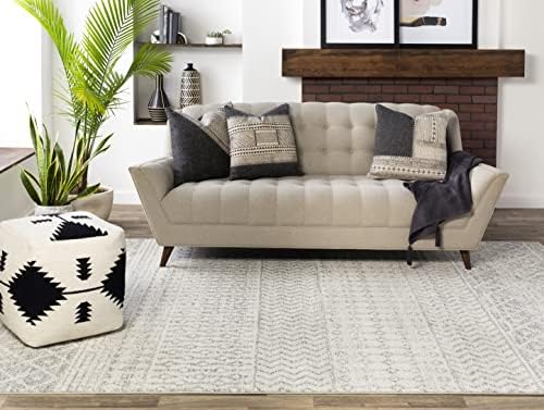 Surya Nice Geometric Rug - Scandi Area Rugs Living Room, Dining, Soft Modern Abstract Rugs for Bedroom - Aztec Berber Boho Rug Style, Easy Care Medium Pile - Large Rug 120x170cm, Light Grey Rug
