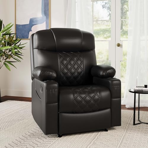 Image of Amazon Brand - Solimo Dreamsit | Single Seater Sofa Recliner | Manual Recliner (Leatherette Black)