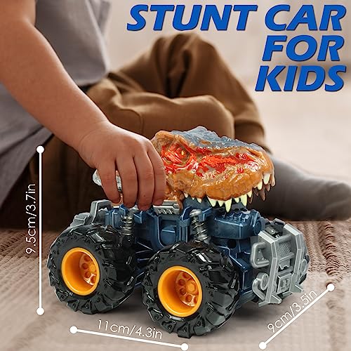 Oriate T-rex Dinosaur Toy Cars for Kids 3-5, Friction Powered Dinosaur Monster Truck Toys for Boys Girls 4-7, Toy Car Push and Go Dino Vehicles Kids Christmas Birthday Party School Gifts — view 3