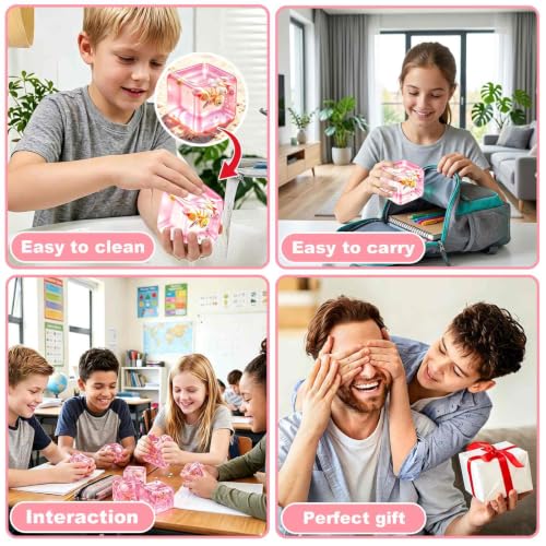 Ice Cube Fidget Squishy Toys - 2 Pack Sensory Squeeze Toy for ADHD, Soft Slow Rising Stress Ball Alternative, Cool Summer Themed Party Favors For Adults, Fun Desk Toy for Anxiety Relief & Hand Therapy — view 6