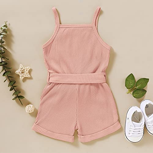 4T Little Girls Summer Outfits Toddler Girl Clothes Cute Baby Short Sleeveless Clothing Summer Outfits Cute Halter Romper One-Piece Jumpsuit Bodysuit Outfit Set Summer Clothes Set Pink 4-5T/120Cm #TOP2