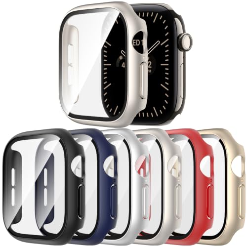 Rontion 6 Pack PC Case with Screen Protector for Apple Watch Series 12 42mm
