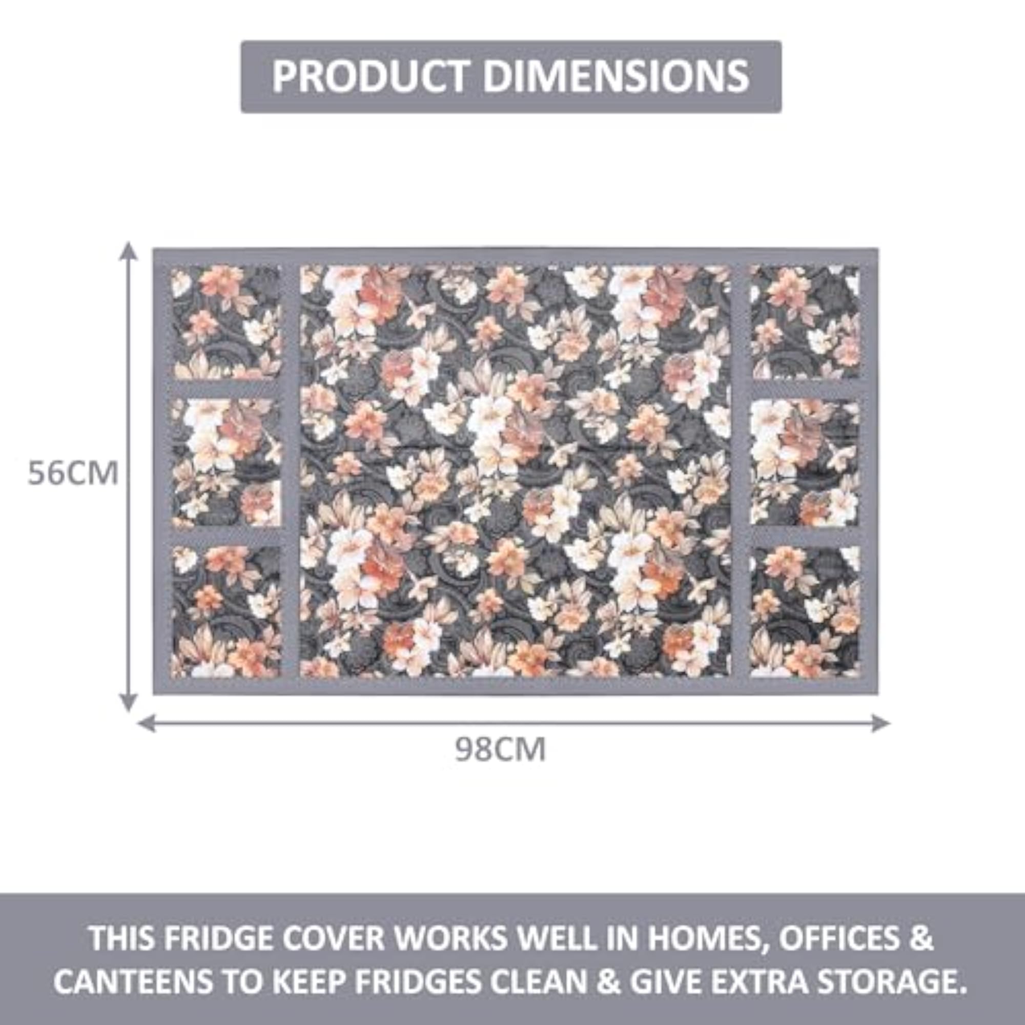 Wipeable Dustproof Fridge Cover with 6 Storage Pockets
