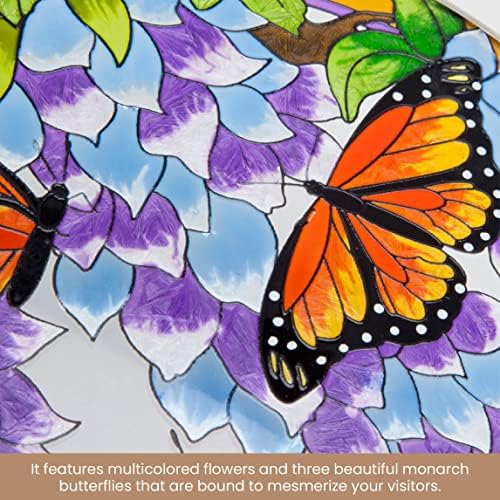 Bits and Pieces - Artistic Butterfly Suncatcher - Stained Glass Window Hanging - Hand-Painted Monarch Butterfly Suncatcher  Home Garden Decor - 9¾""