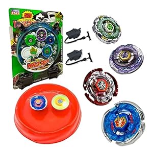 4 Beyblade Metal Led + LanÃ§ador + Arena Resistente
