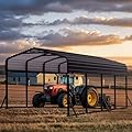 12x20FT Heavy Duty Metal Carport Canopy - Reinforced Galvanized Steel Frame, All-Weather Protection, Easy Assembly Car Port Shelter for Vehicles, Boats & Tractors