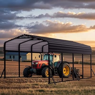 12x20FT Heavy Duty Metal Carport Canopy - Reinforced Galvanized Steel Frame, All-Weather Protection, Easy Assembly Car Port Shelter for Vehicles, Boats & Tractors