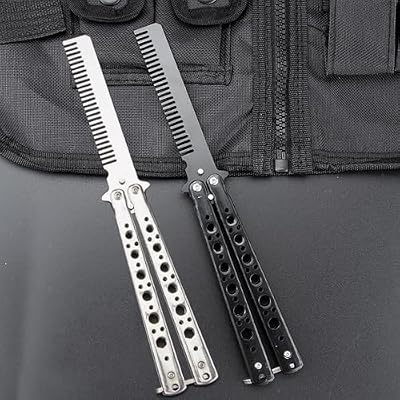 Butterfly Comb,2 PCS Stainless Steel Folding Practice Combs Hair Styling Tools,Training Comb,Hair Styling Accessories ButterflyComb