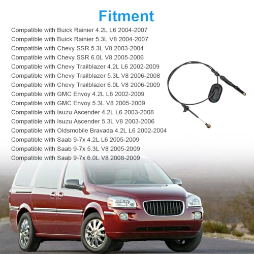 WMPHE Automatic Transmission Gear Shifter Cable Replacement for 15785087 Compatible with Chevy Trailblazer SSR GMC Envoy Buick Rainier Oldsmobile Bravada Saab 9-7x Isuzu Ascender 4.2L 5.3L 6.0L L6 V8 - Thumbnail 2