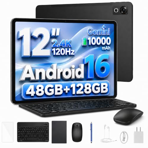 Image of P12 tablets 12 inch android, android tablets, 48GB RAM+128GB ROM/2TB TF, T7280 Octa-core, Gemini AI, IPS 2.4K 120Hz Display, 10000mAh/18W, 5G WiFi, 8MP+13MP, GPS, Face ID, OTG,Tablet with keyboard