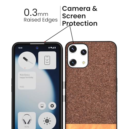 Image of Kapa Soft Fabric & Leather Hybrid Protective Back Cover for Nothing Phone 3A LITE | Shockproof Slim Hard Anti Slip Back Case (Brown)