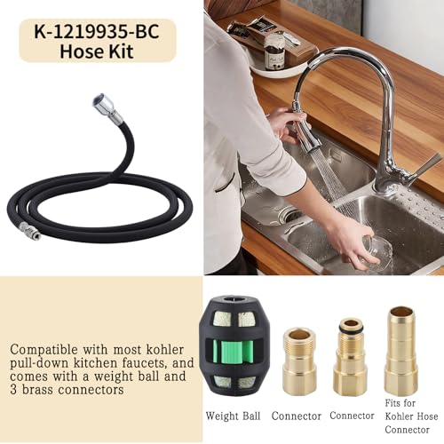 K-1219935-BC Hose Kit Compatible with Kohler Pull Down Faucet, Sink Faucet Hose with Weight Ball, Classic Pull-Out Hose for Kohler K-1304674-BC Faucet Parts by hansengroyi - Image 4