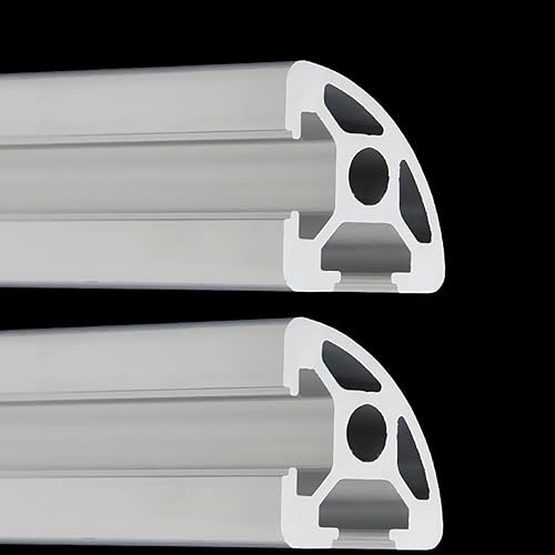 2 piezas 2020 de aluminio de extrusión de arco de ángulo redondo de 39.370 in de largo, color plateado, tipo T