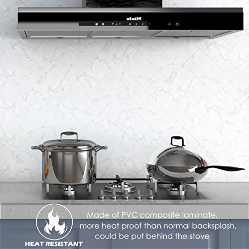 60-Pieces 13.1 Sq.ft Coverage Peel And Stick Backsplash Pvc Wall Tiles 4 Inch X 8 Inch Stone White Subway Stick On Backspalsh For Kitchen, Bathroom, Fireplace, Camper, Mirror Frame #TOP3