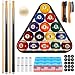 Outus 71 Pcs Premium Pool & Billiard Table Accessories Set – Pool Balls, Cue Sticks with Tips, Triangle Rack, Chalks, Brush Spot Stickers for Home Family & Beginner Practice(Standard Style Balls)