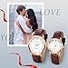Aroncent Valentines Couple Pair Watches: Leather Strap His and Hers Waterproof Quartz Analog Wrist Watch - Gifts Set for Lovers