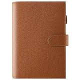 Ox knight Genuine Leather Cover for A5 Notebooks, Fits Hobonichi Cousin, Midori MD Planners, Leuchtturm1917 and Stalogy with Pen Loop, Card Slots, Side Pockets, Back Pocket and Bookmarks (Brown)