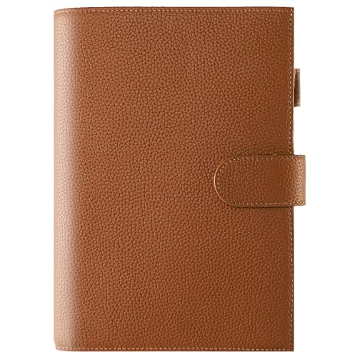 Ox knight Genuine Leather Cover for A5 Notebooks, Fits Hobonichi Cousin, Midori MD Planners, Leuchtturm1917 and Stalogy with Pen Loop, Card Slots, Side Pockets, Back Pocket and Bookmarks (Brown) by Ox Knight - Used condition - US$31.43