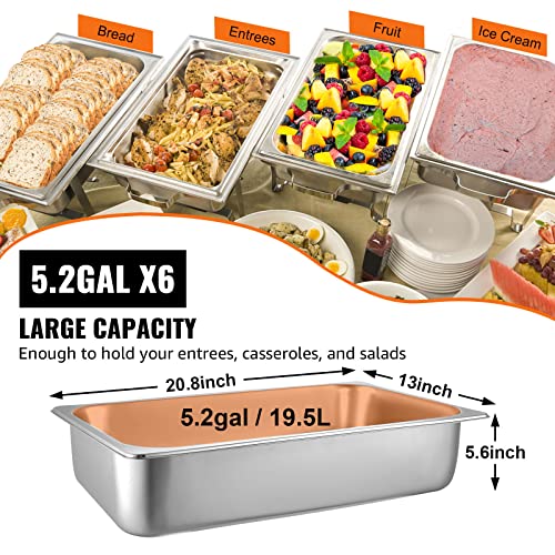 VEVOR 6 Pack Hotel Pans, Full Size 6-Inch, Stainless Steel Steam Table Pans，Anti-Jam Catering Trays for Steam Tables, for Home, Party, Restaurant, Hotel, Buffet by VEVOR - Image 4