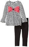 Kids Headquarters Girls' Black White Printed Tunic with Black Leggings Set