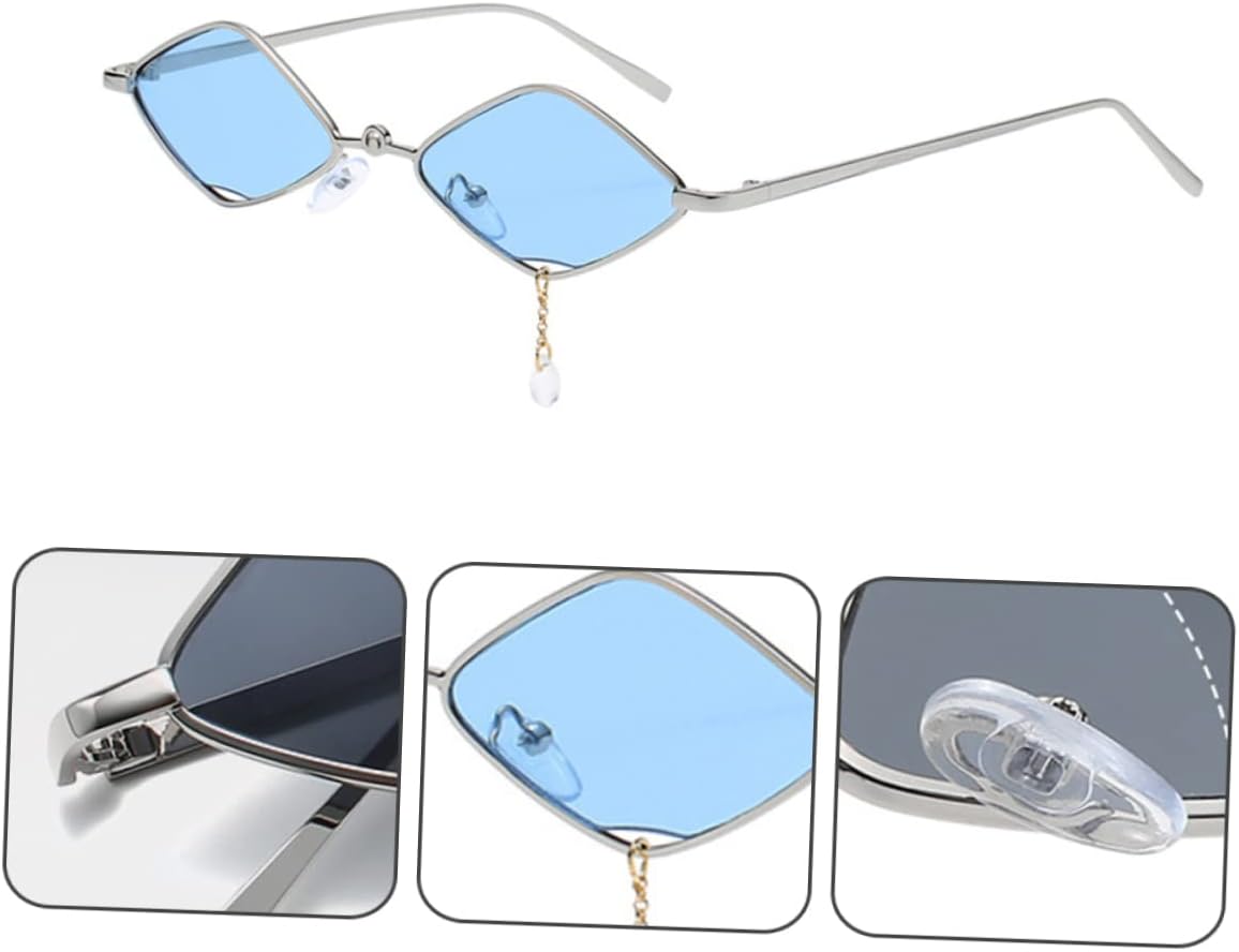 1pcs Vintage Metal Sunglasses for Women Retro Small Frame Eyewear Quirky Pendant Design for Beach Photoshoots Halloween Gatherings Random Colors
