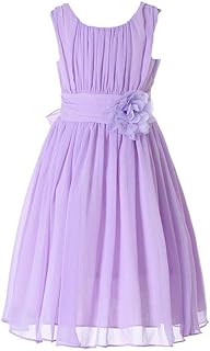 Flower Girls Dresses Junior Bridesmaids Little Girls Elegant Ruffle Chiffon Tea Length