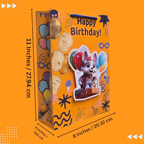 Image of TASCHE 3D Balloon buddy pop up Gift Bags for Return Gifts | Pop-Out Paper Bags for Kids Birthday, Baby Shower, Party Favors | 11x8x3 Inches (BEAR POP, Pack Of 8)