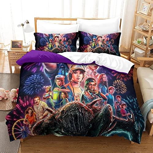 SEMAZA Strange Thing Jungen Teenager Bettbezug Set Modern Bettwäsche Dekorativ Betten Set Polyester Für Kinder Männer Bettbezüge Single(135x200cm) Cover