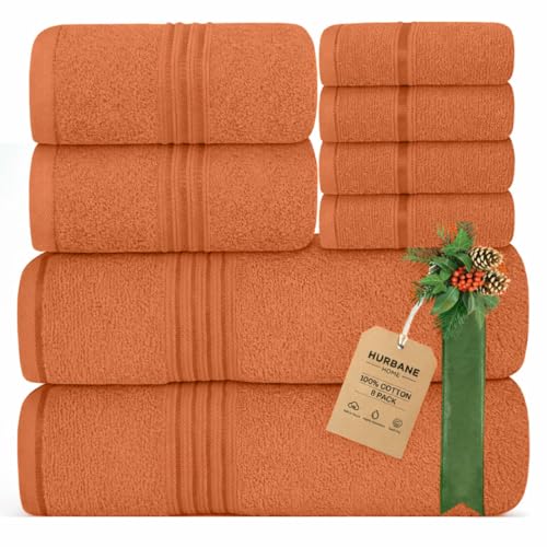 Orange Bath Towels for Bathroom 100% Cotton Thick Soft Luxury Bath Towels Set with 2 Extra Large Bath 2 Hand and 4 Washcloths Plush Absorbent and Hotel-Quality Towels for Bathroom & Spa