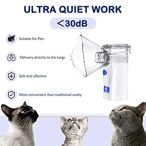 Cat Nebulizer Portable Nebulizer for Cat Handheld Mesh Nebulizer for Pets USB Operated for Home Office Use Friendly for Breathing Problems with Tubing Kit Mouthpiece and Masks…