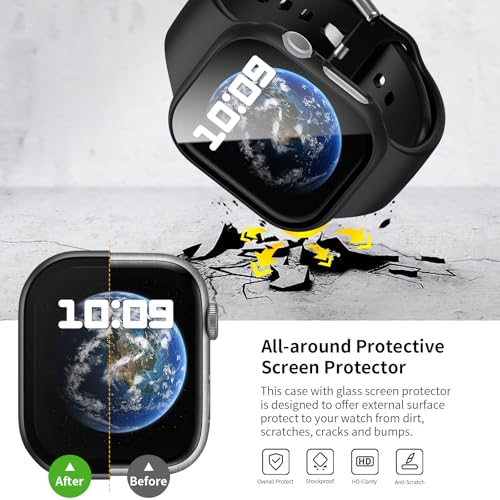 Rontion 6 Pack Hard PC Case Compatible with Apple Watch Series 11/10 46mm with Tempered Glass Screen Protector, Ultra-Thin Scratch Resistant Protective Bumper Cover for iWatch 11/10 46mm Accessories by Rontion - Image 4